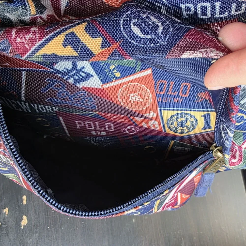 Polo Ralph Lauren Multi Print Backpack Yellow Gold Rider Pennants Classic Preppy